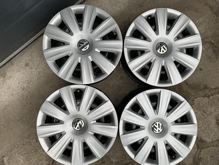 Oryginalne felgi stalowe + kołpaki 16 5x112 VW Sharan Tiguan Alahambra