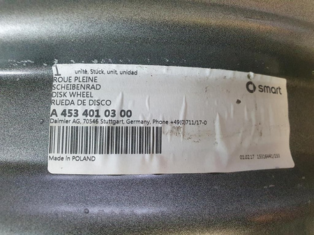 Felgi stalowe 15cali Smart ForFour ForTwo 4x100 5,0x15 5,5x15