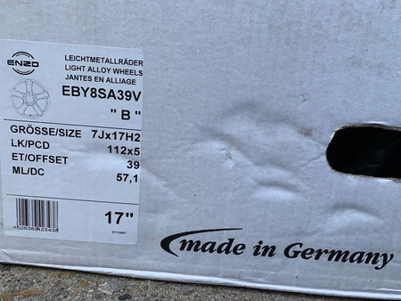 4x Nowe Felgi Enzo B 7J 17 5x112 ET39 EBY8SA39V KBA48434 Audi Vw Skoda